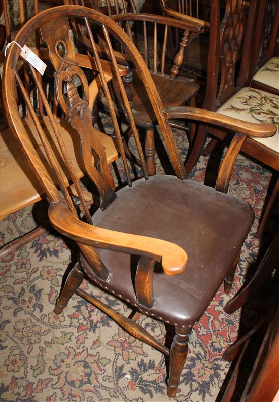 Windsor armchair with bell back and leather seat